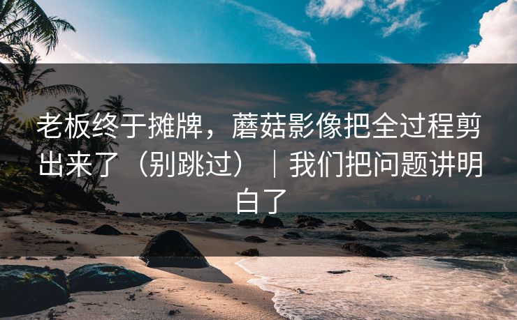 老板终于摊牌，蘑菇影像把全过程剪出来了（别跳过）｜我们把问题讲明白了